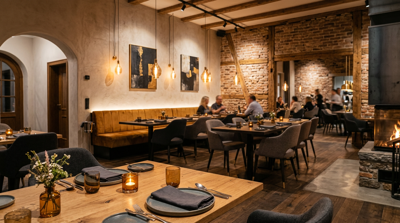 Interior de restaurante unindo tradição e modernidade — nova cara, mesma essência